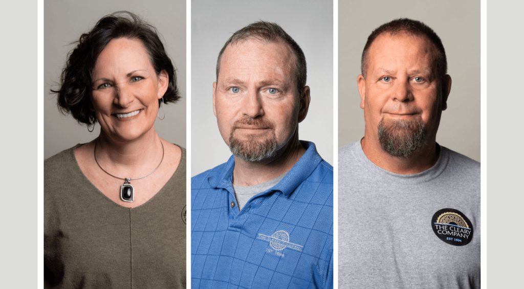 Three cleary team members portraits